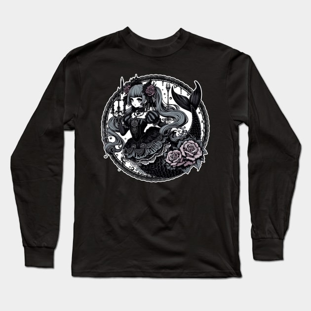 Gothic Mermaid Lolita Long Sleeve T-Shirt by DesignDinamique